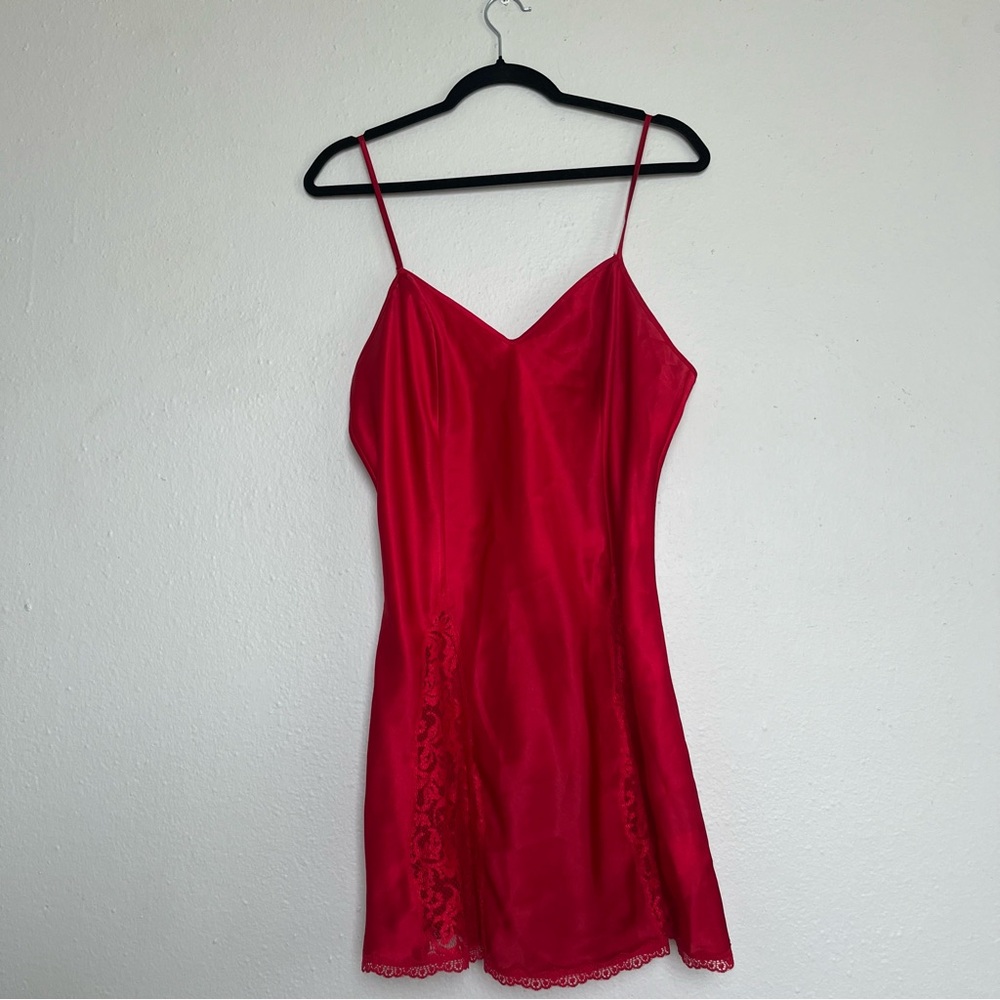Vintage Victoria's Secret Gold Label Red Slip Dress - Medium